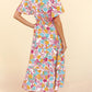 Floral Short Sleeve Smocked Waist Maxi dress