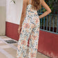 Plus Size Floral Spaghetti Straps Wide Leg Jumpsuit