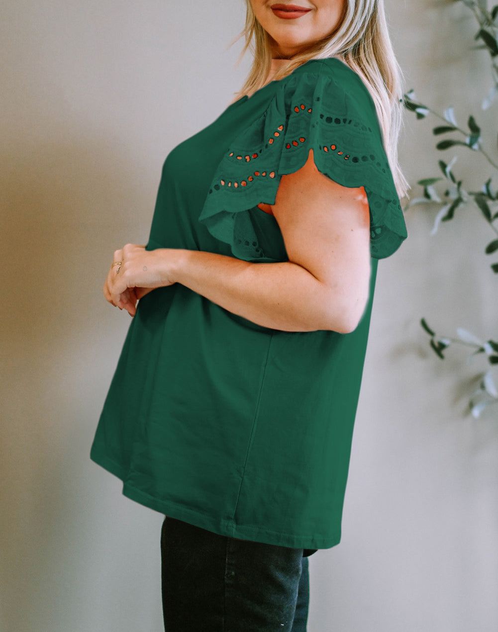 Plus Size Flutter Sleeve Top