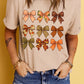 Halloween Fall Bowknot Graphic Short Sleeve Top