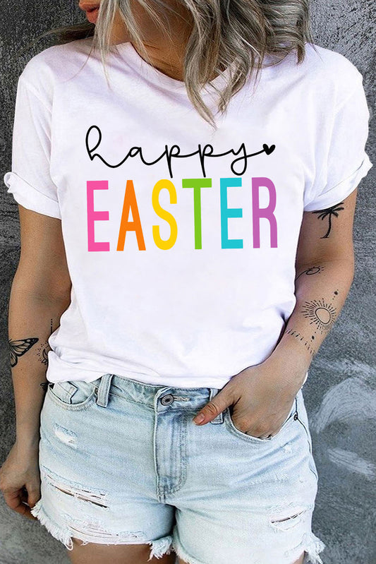 happy EASTER Graphic Crewneck Plus Size T Shirt