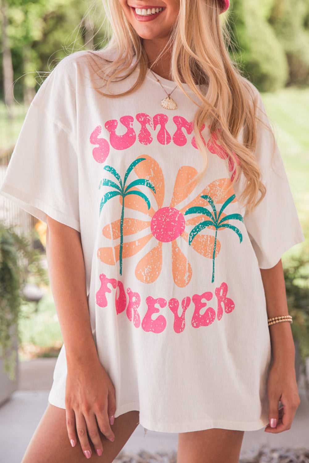 SUMMER FOREVER Flower Graphic T Shirt