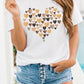 Valentines Day Heart Shaped Print Crew Neck Graphic Tee