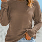 Waffle Knit Drop Shoulder Long Sleeve Top