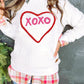 Heart XOXO Chenille Embroidered Textured Sweatshirt