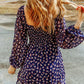 Floral Print Smocked Square Neck Bubble Sleeve Dress