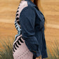 Plus Size Corduroy Jacquard Knit Aztec Back Jacket