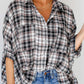 Plaid Print Chest Pockets Oversize Shirt