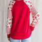 Heart Striped Raglan Sleeve Henley Top
