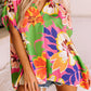 Floral Print Loose Fit V Neck Tunic Blouse