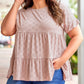 Plus Size Eyelet Pattern Ruffle Sleeve Babydoll Top