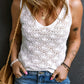 Pointelle Crochet V Neck Knit Tank Top