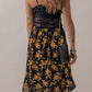 Printed Elastic Waist Button Decor Floral Ruffle Skirt