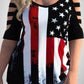 American Flag Print Plus Size Cold Shoulder T Shirt