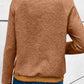 Textured Knit Buttoned Kangaroo Pocket Sweatshirt