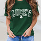LUCKY Clover Puff Print Round Neck Casual T Shirt
