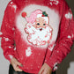 Santa Claus Tie Dye Printed Crewneck Long Sleeve Top