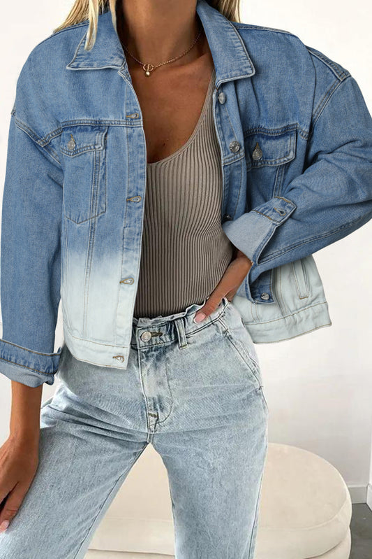 Contrast Washed Gradient Denim Jacket