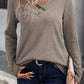 Buttoned V Neck Ribbed Knit Top