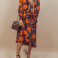 Floral Print Faux Wrap Belted Dress