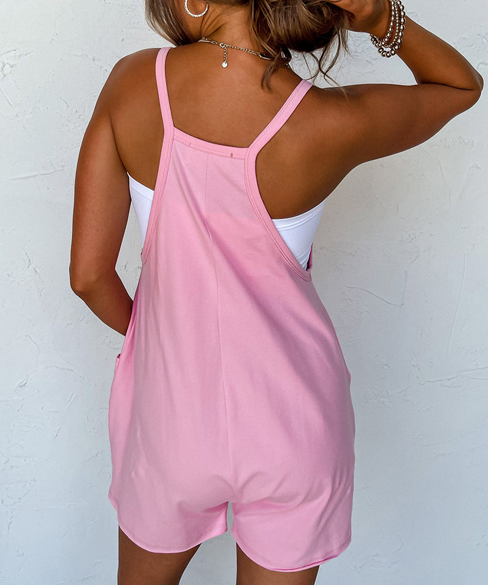 Spaghetti Straps V Neck Jersey Romper