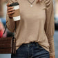 Solid Ruched Raglan Sleeve Knit Top