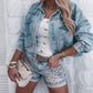 Rivet Studded Pocketed Denim Jacket