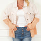 Two Toned Colorblock Cord Chambray Flap Pockets Jacket