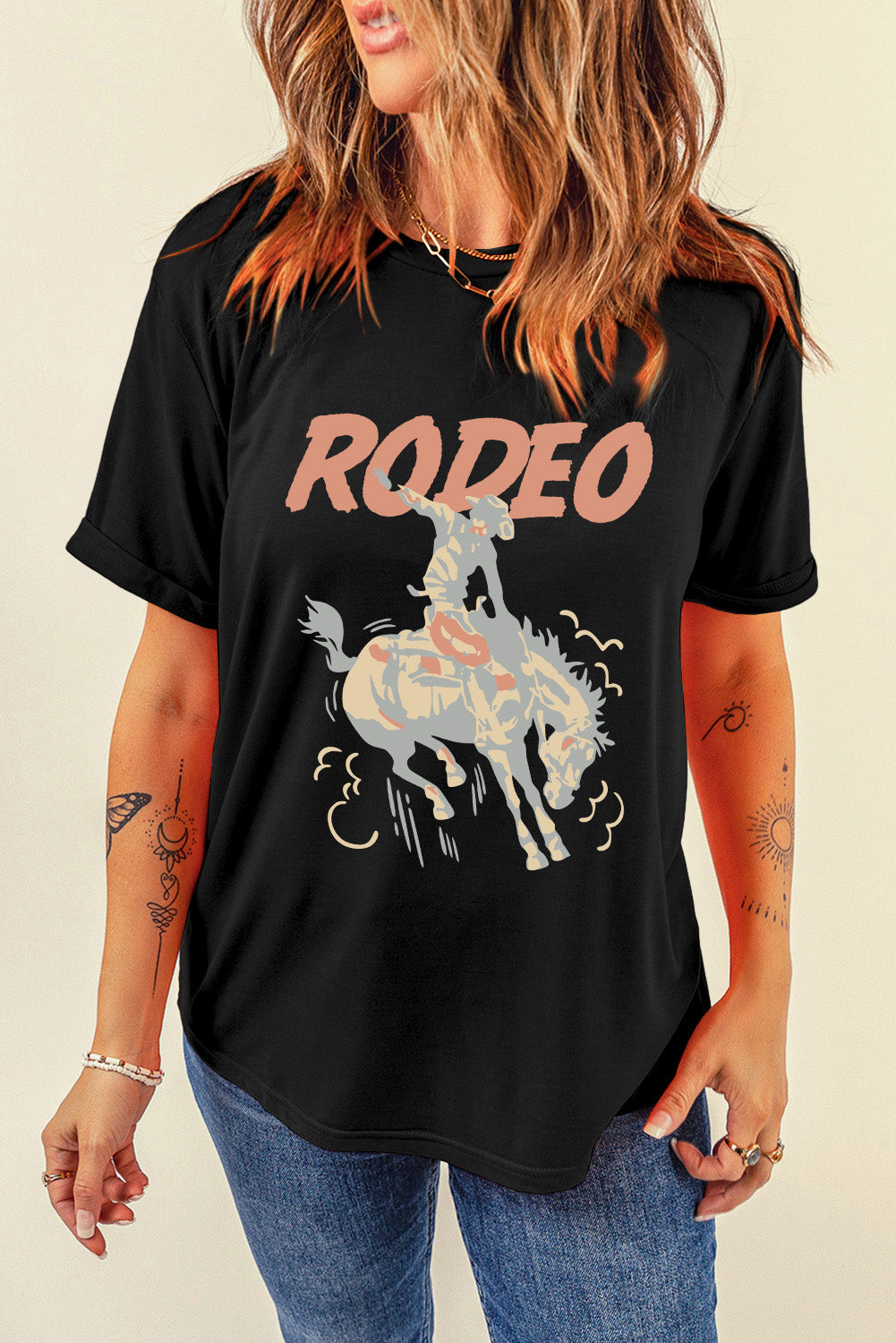 RODEO Cowboy Graphic Crewneck T Shirt
