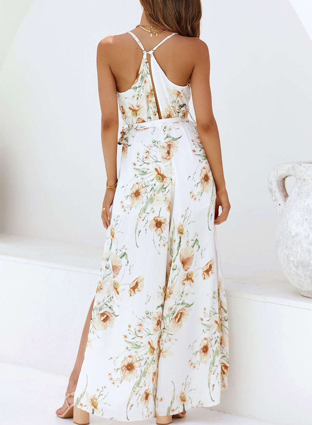 Poppy Print Belted Cami Wide Leg Jumpsuit