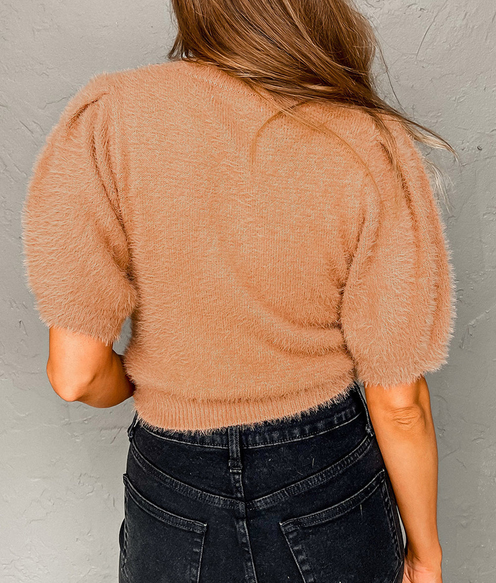 Fuzzy Short Sleeve Sweater