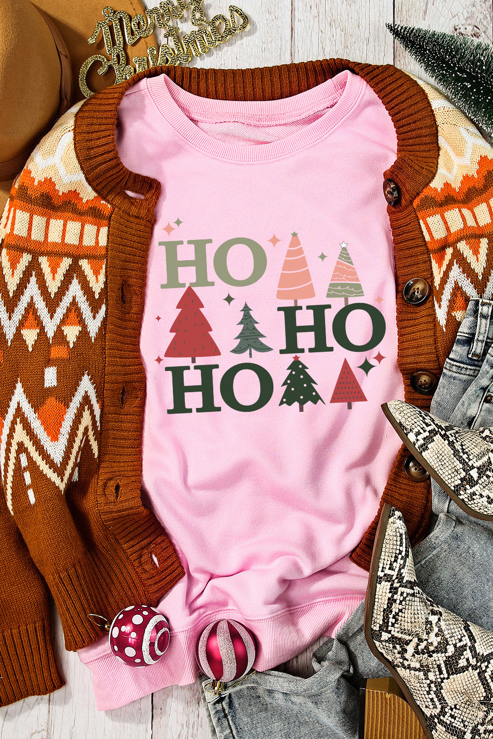 Christmas Tree HO Graphic Pullover Sweatshirt