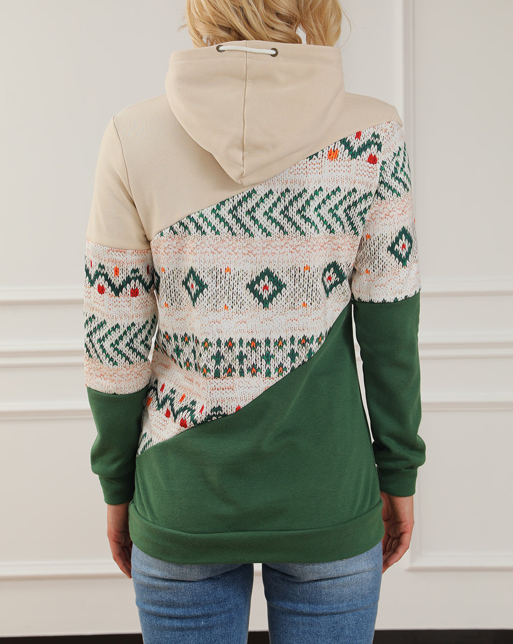 Geometric Color Block Patchwork Hoodie
