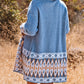Aztec Print Open Front Knitted Cardigan