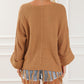Tasseled Hem Knit Baggy Sweater