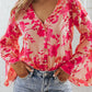 Floral Print Tiered Bell Long Sleeve Buttoned Bodysuit