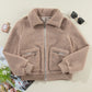 Zipper Pocketed Winter Fuzzy Jacket