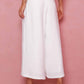 White Buttons Cropped Wide Leg Pants
