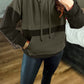 Textured Color Block Kangaroo Pocket Drop Shoulder Hoodie