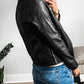 Solid Faux Leather Zipper Slim Fit Bomber Jacket