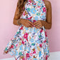 Frill Mock Neck Sleeveless Tiered Floral Dress