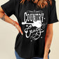 Country Music Crazy Print Crew Neck T Shirt