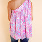 Knotted One Shoulder Paisley Print Tank Top