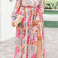 Tropical Palm Print Tie High Waist Plus Size Maxi Dress