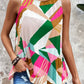 Geometric Printed Pleated Shift Tank Top
