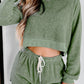 Fleece Two-piece Cropped Pullover and Shorts Set