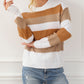 Striped Cable Knit Drop Shoulder Sweater