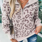 Animal Print Zipped Collared Sweater