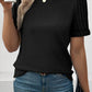 Ribbed Splicing Sleeve Round Neck T-shirt