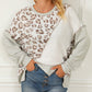 Leopard Texture Splicing Loose Sweatshirt